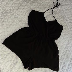 Halter top backless shorts romper